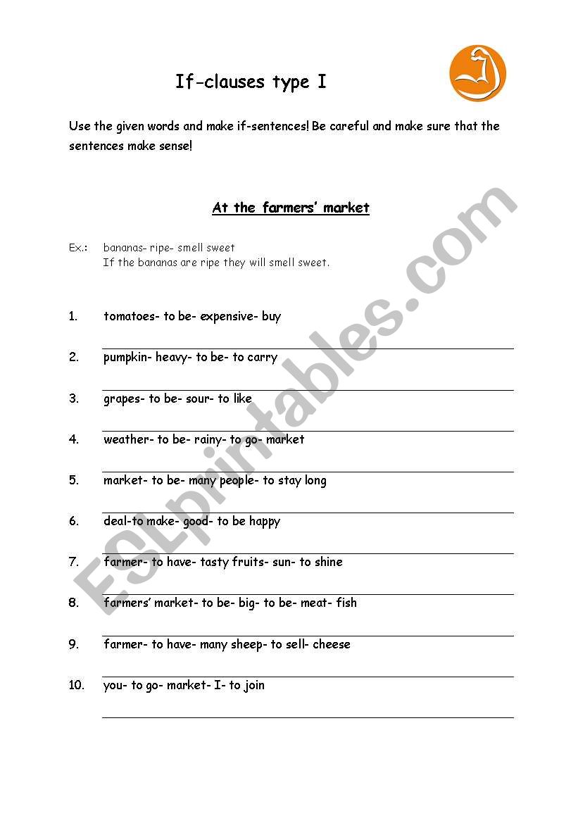 At the farmers market worksheet