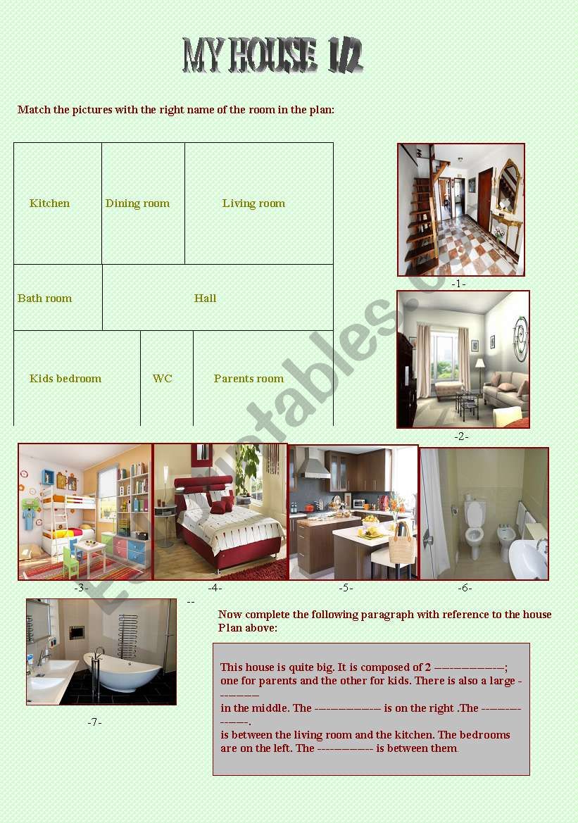 My house 1/2 worksheet