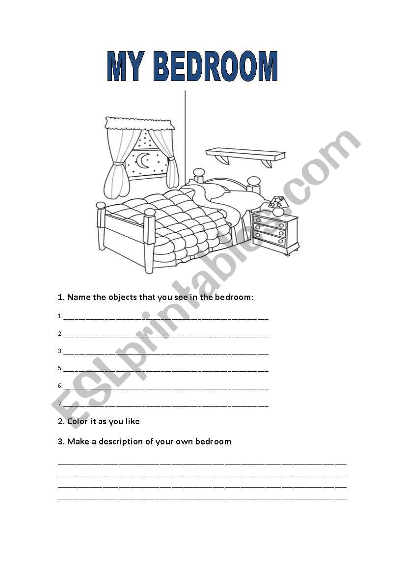 My bedroom worksheet