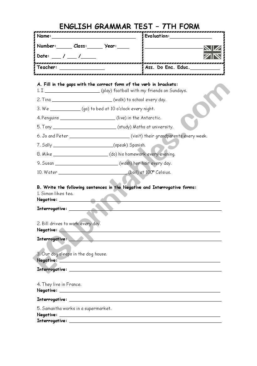 Present Simple  worksheet