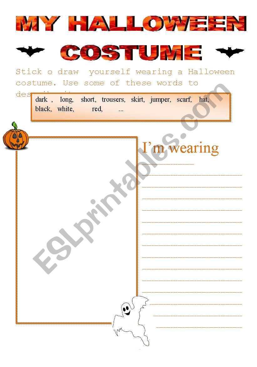 halloween costume worksheet