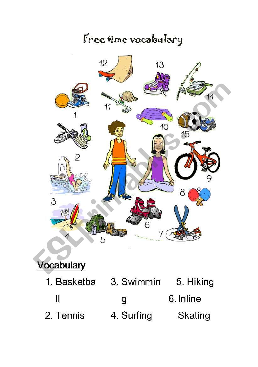 free time vocabulary worksheet