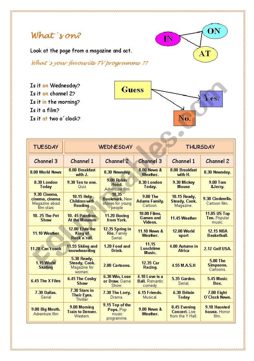 Prepositions of time - Whats on??