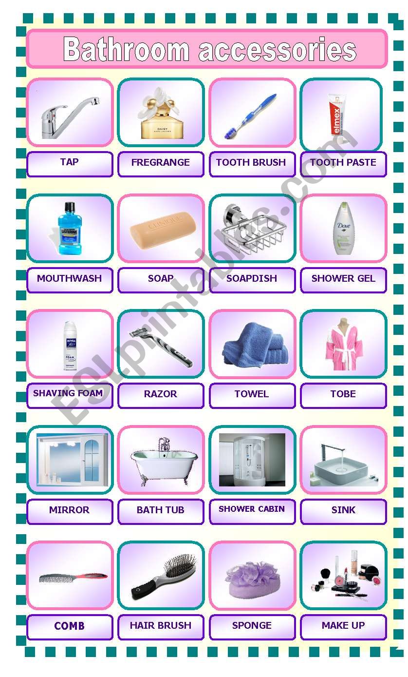 bathroom accessories  worksheet