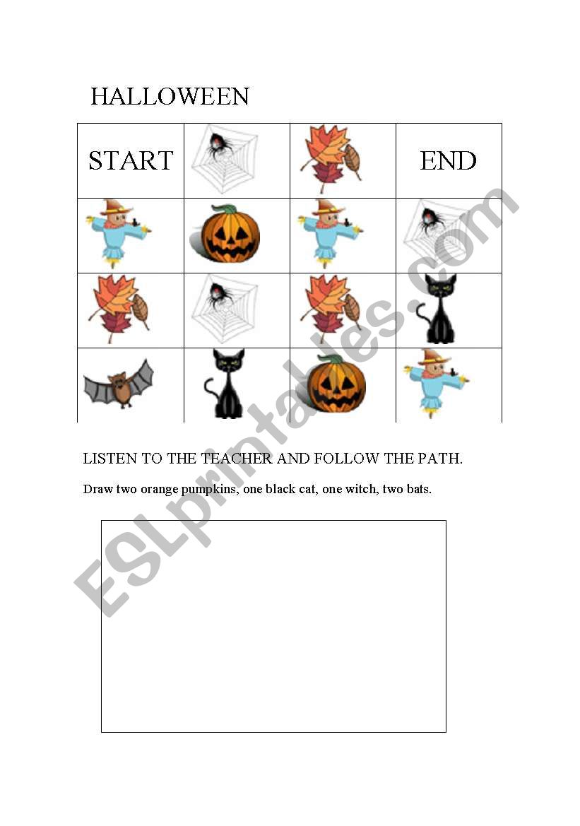 Halloween: follow the path worksheet