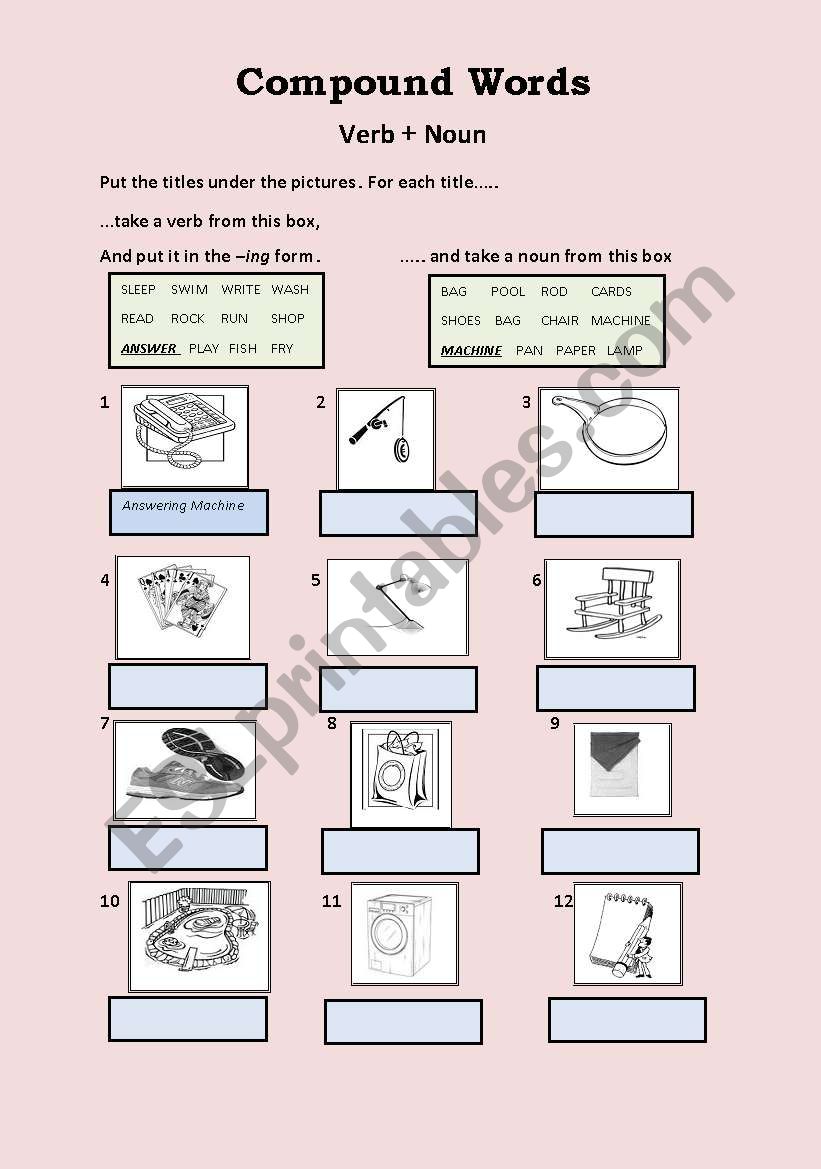 Compound Words VERB + NOUN worksheet