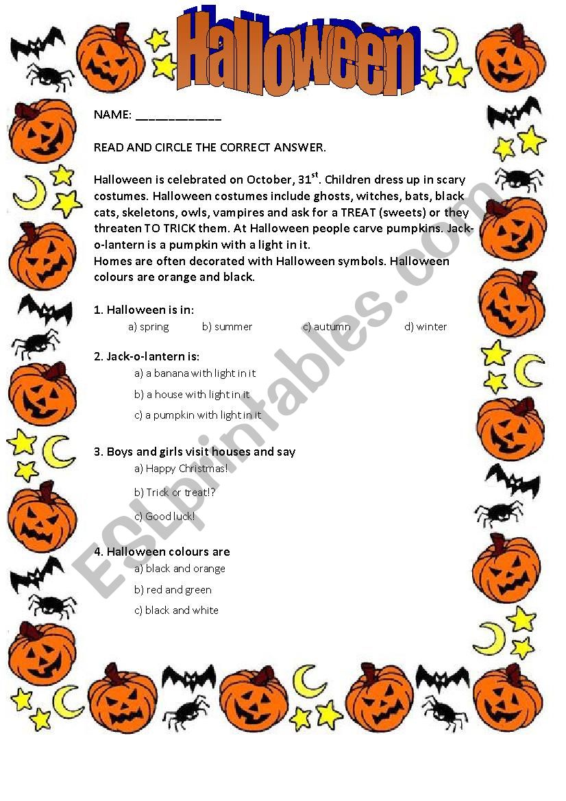 Halloween worksheet