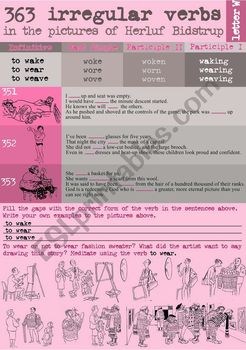 363 Irregular verbs in the pictures of Herluf Bidstrup