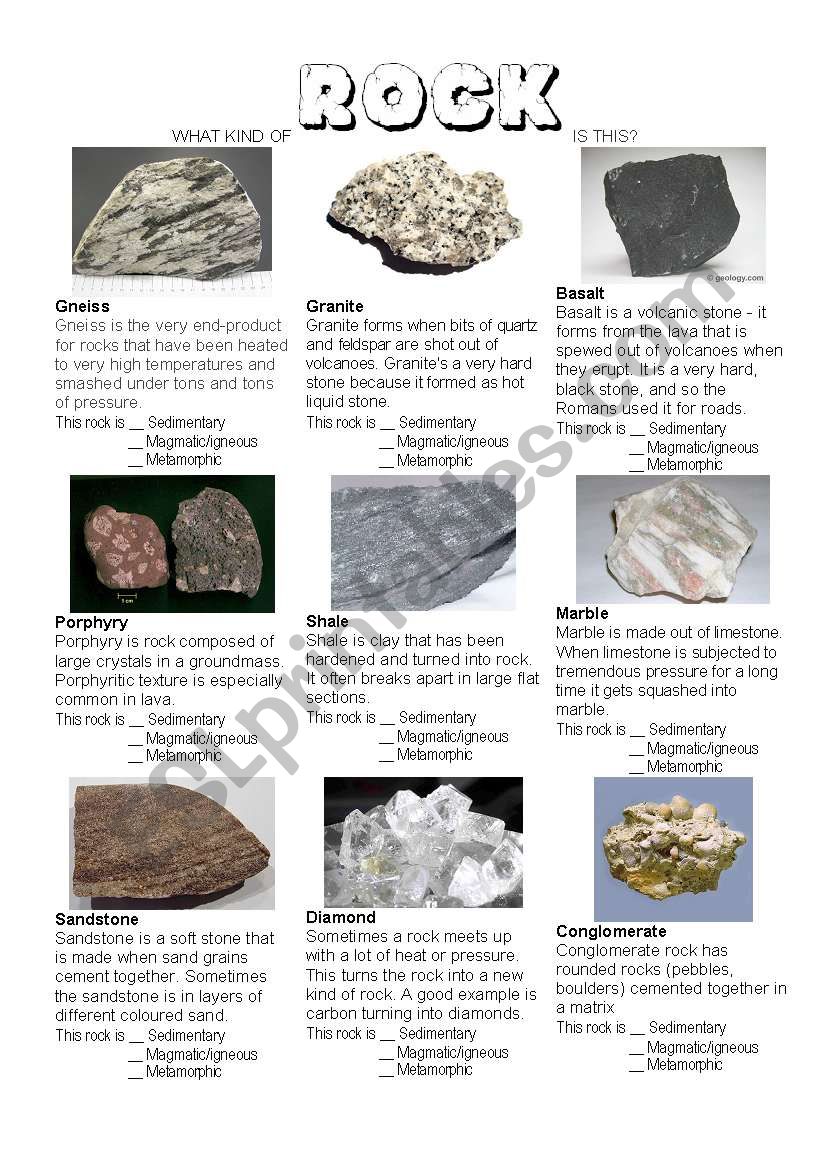 ROCKS worksheet