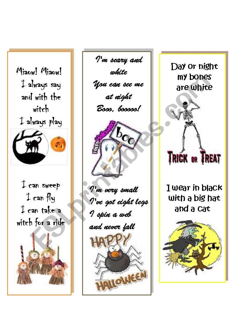 Halloween Bookmarks 3 worksheet