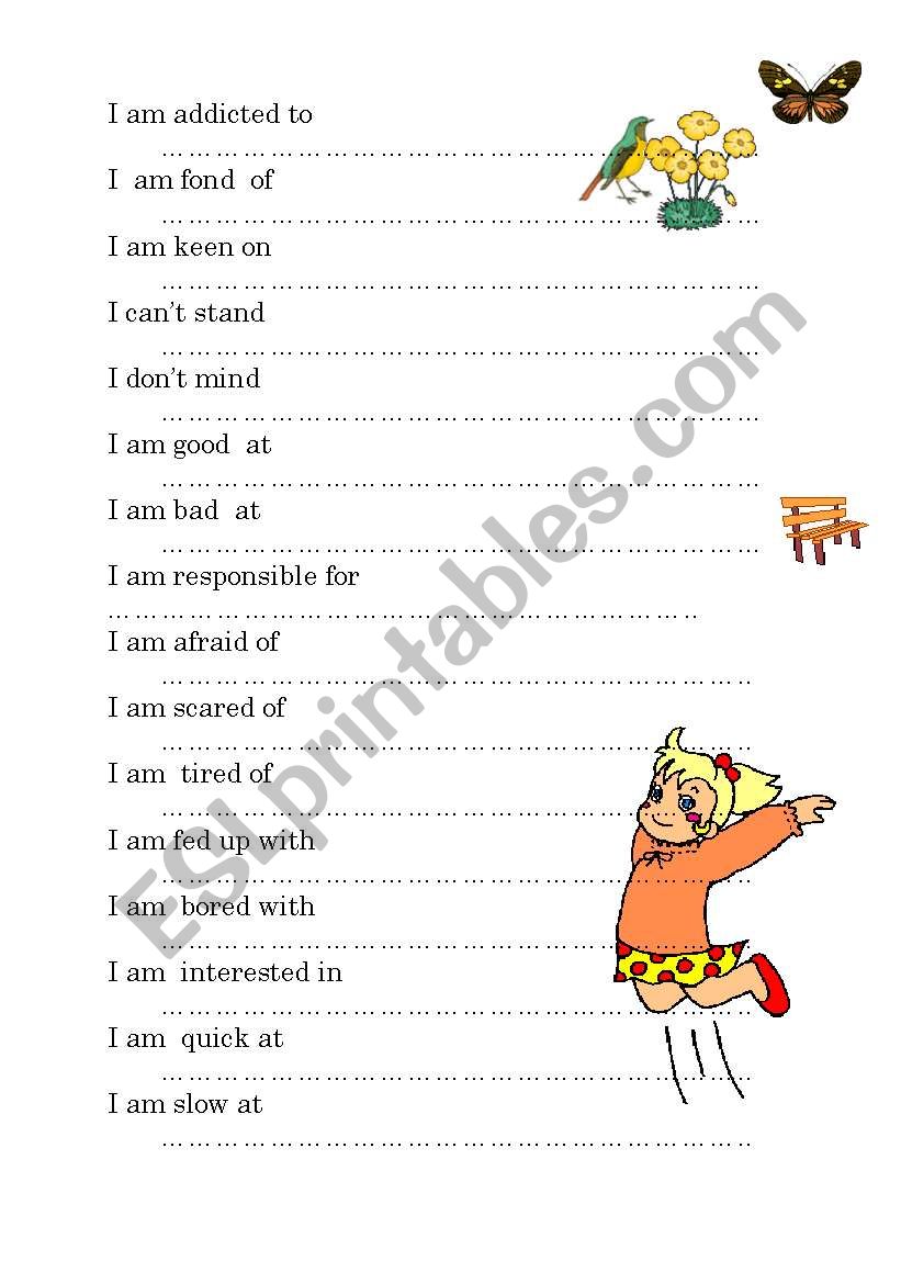 adjectives with prepositions worksheet