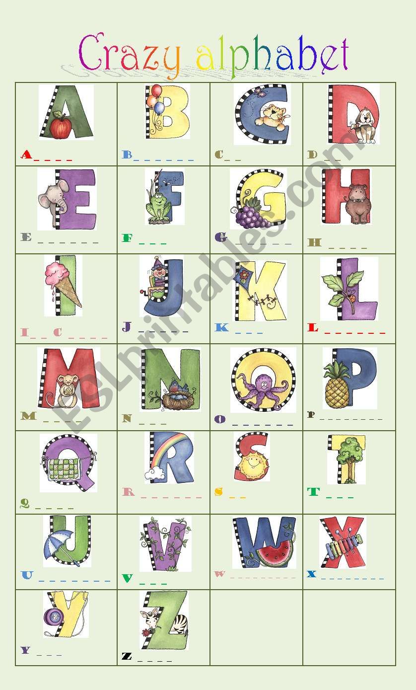 Crazy alphabet worksheet