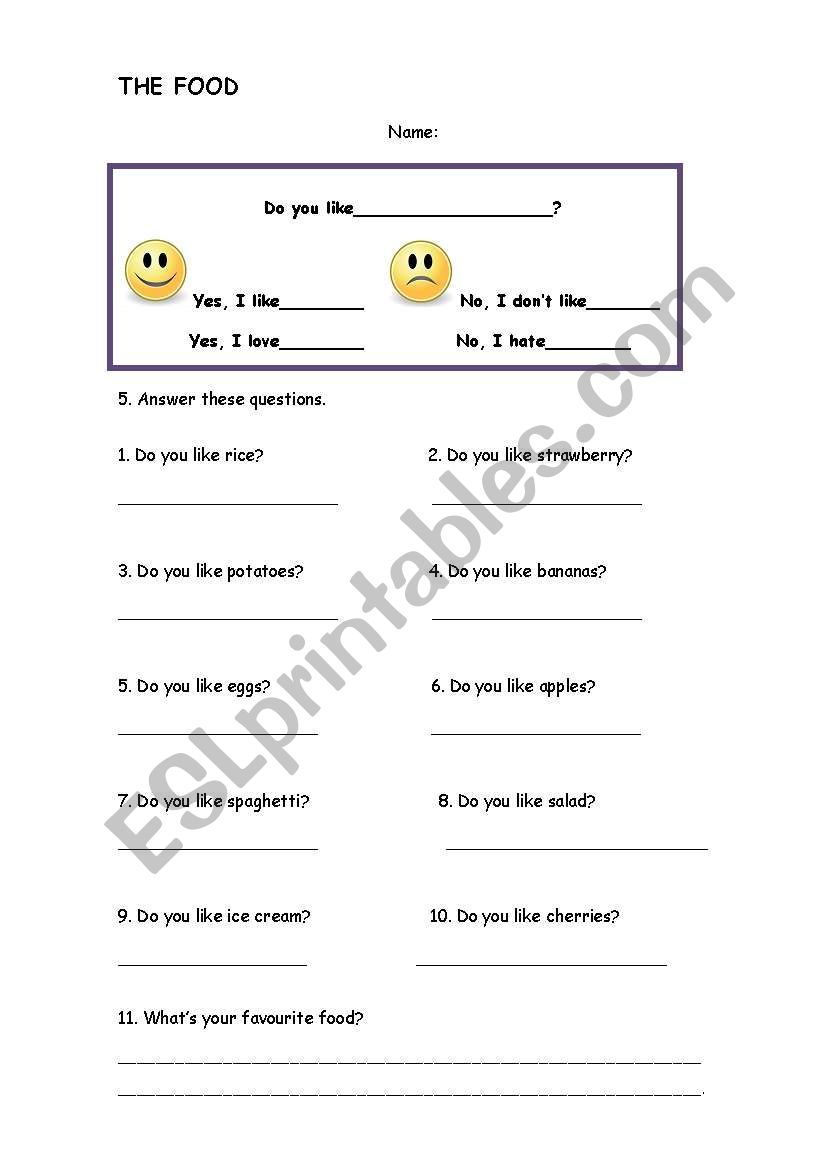 Do you like___________? worksheet