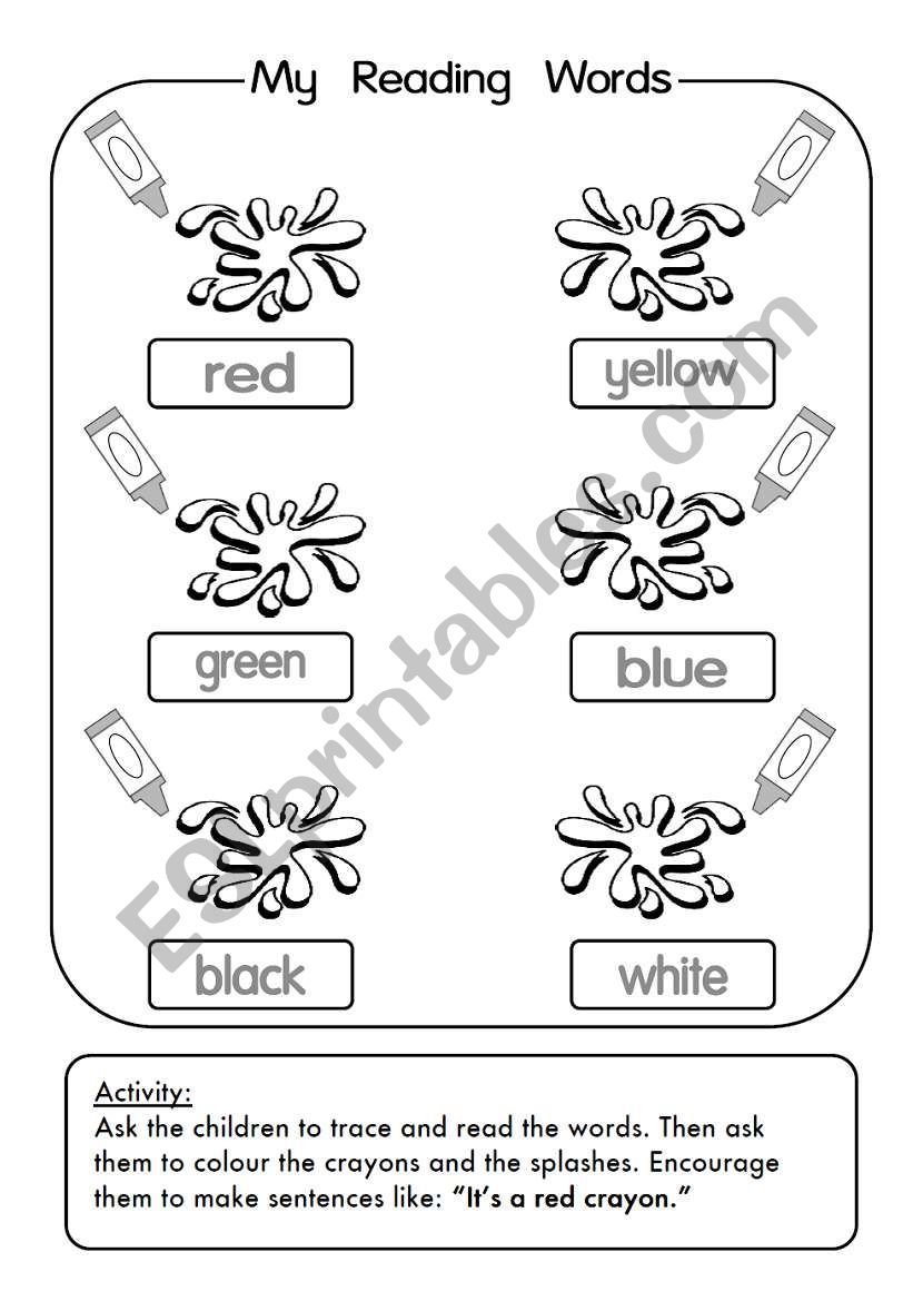 Reading Colours worksheet