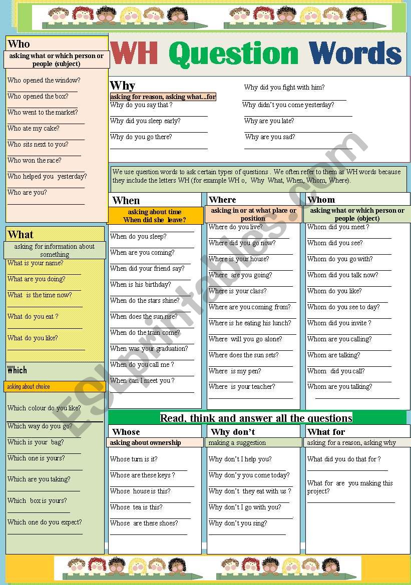 WH Question words. worksheet