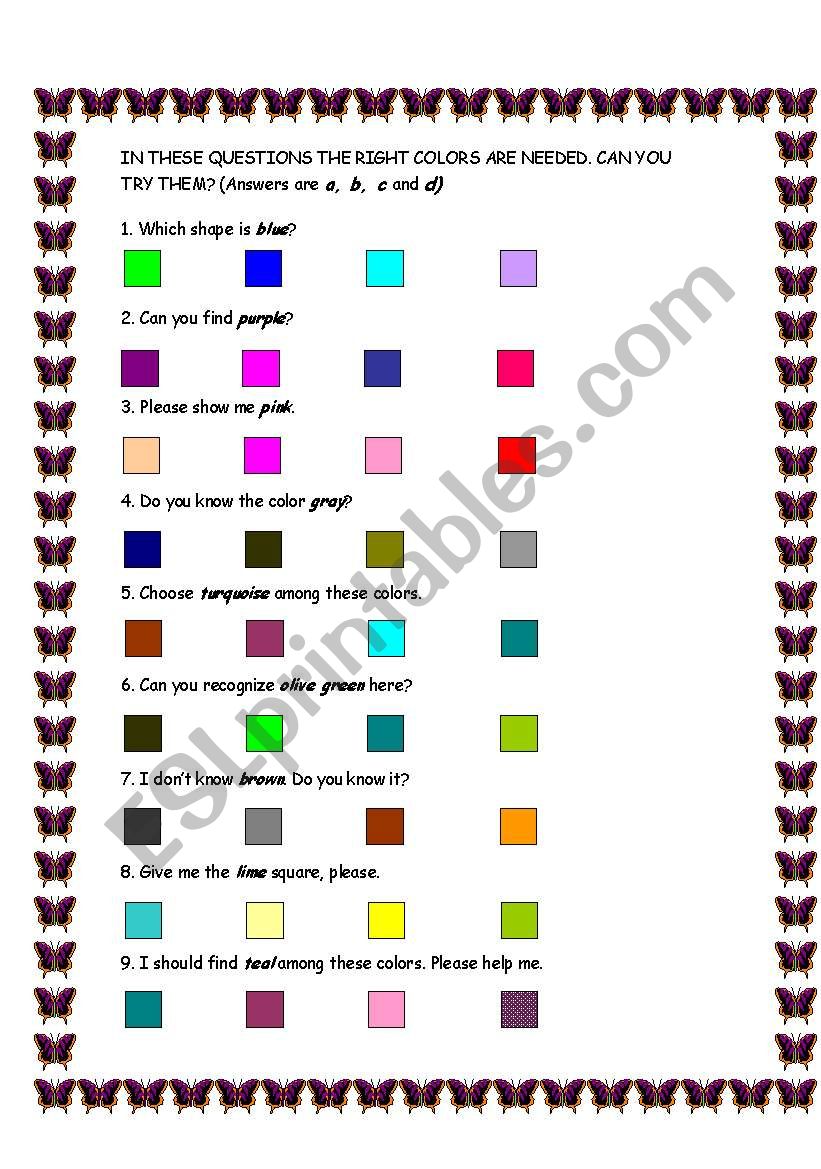Find the right color worksheet