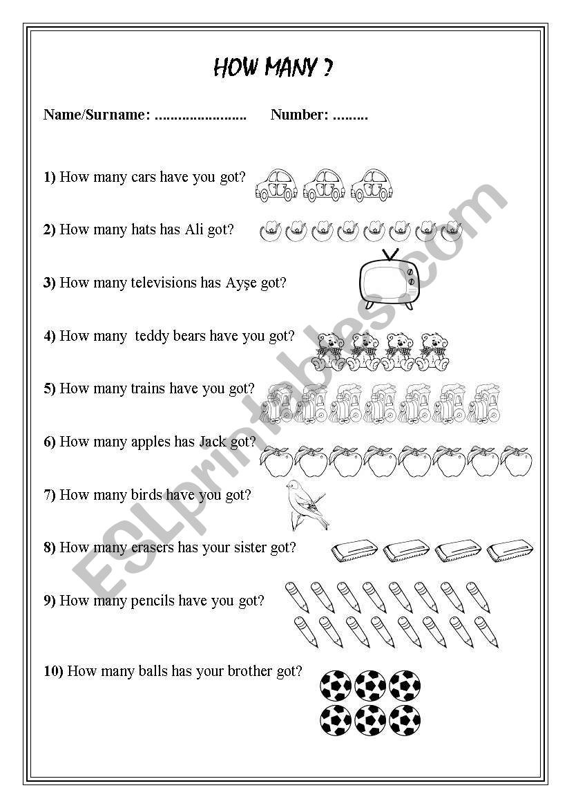 How many? worksheet