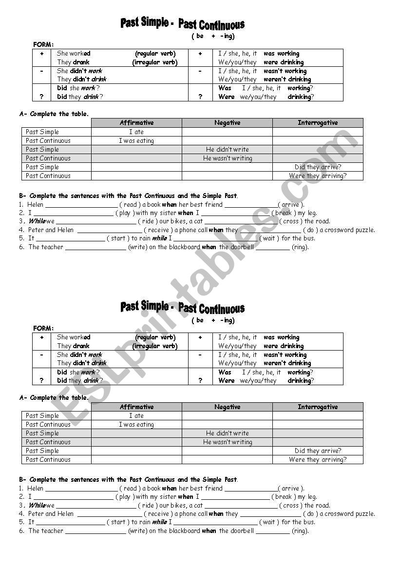 Simple Past worksheet