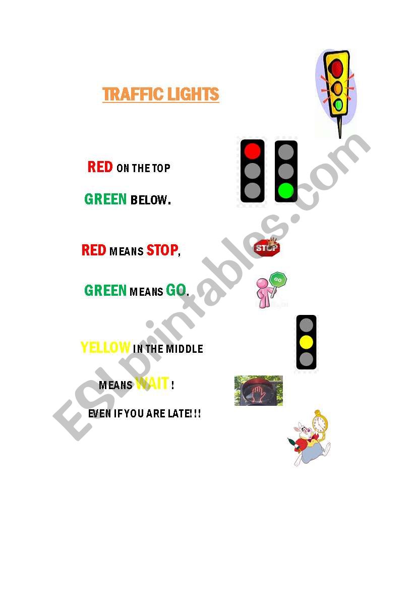 TRAFFIC LIGTHS POEM worksheet