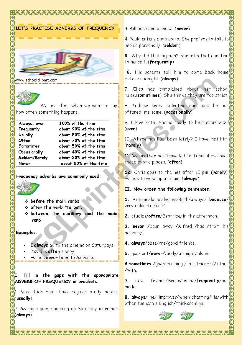 LET´S PRACTISE ADVERBS OF FREQUENCY!