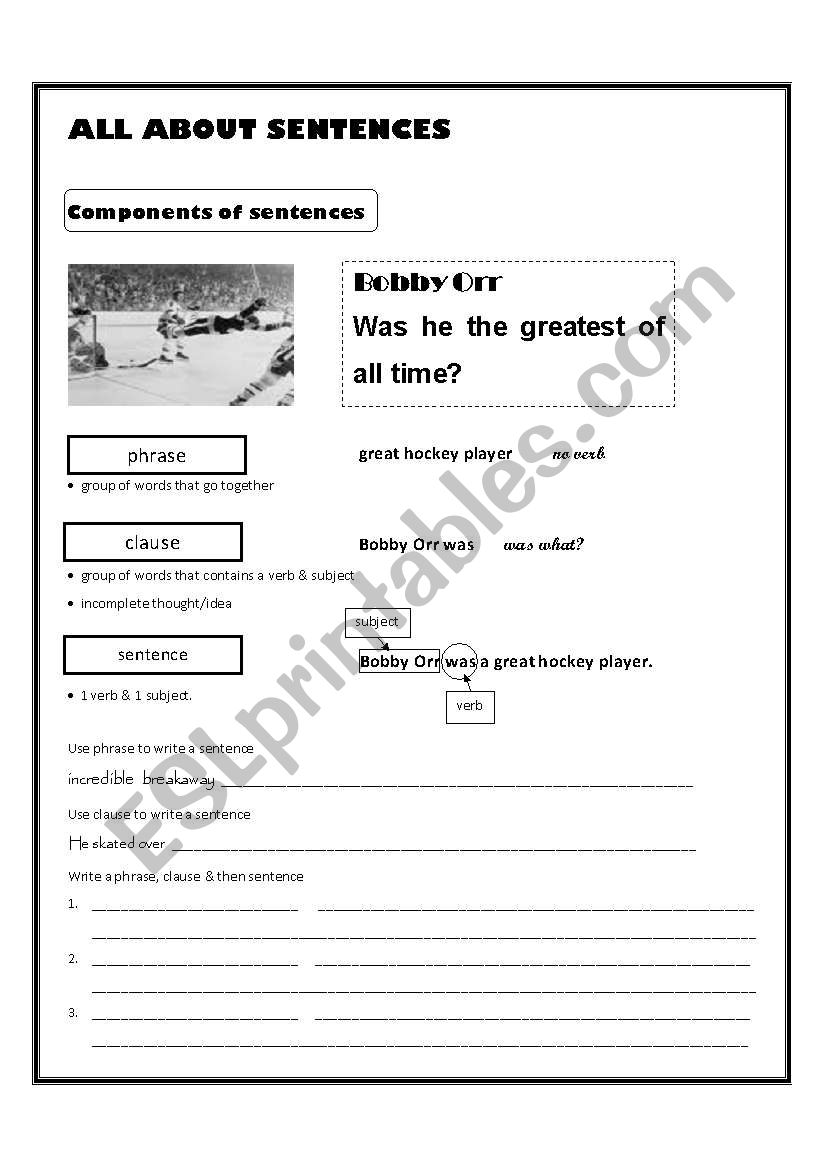 sentence structure worksheet