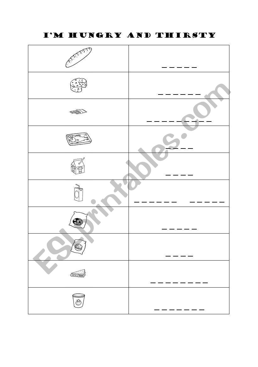 Food and Drink worksheet