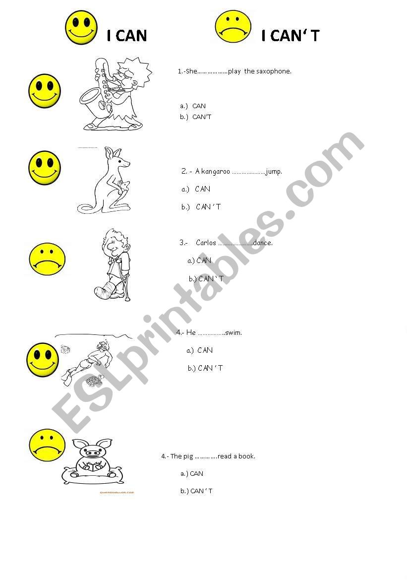 CAN / CAN T worksheet