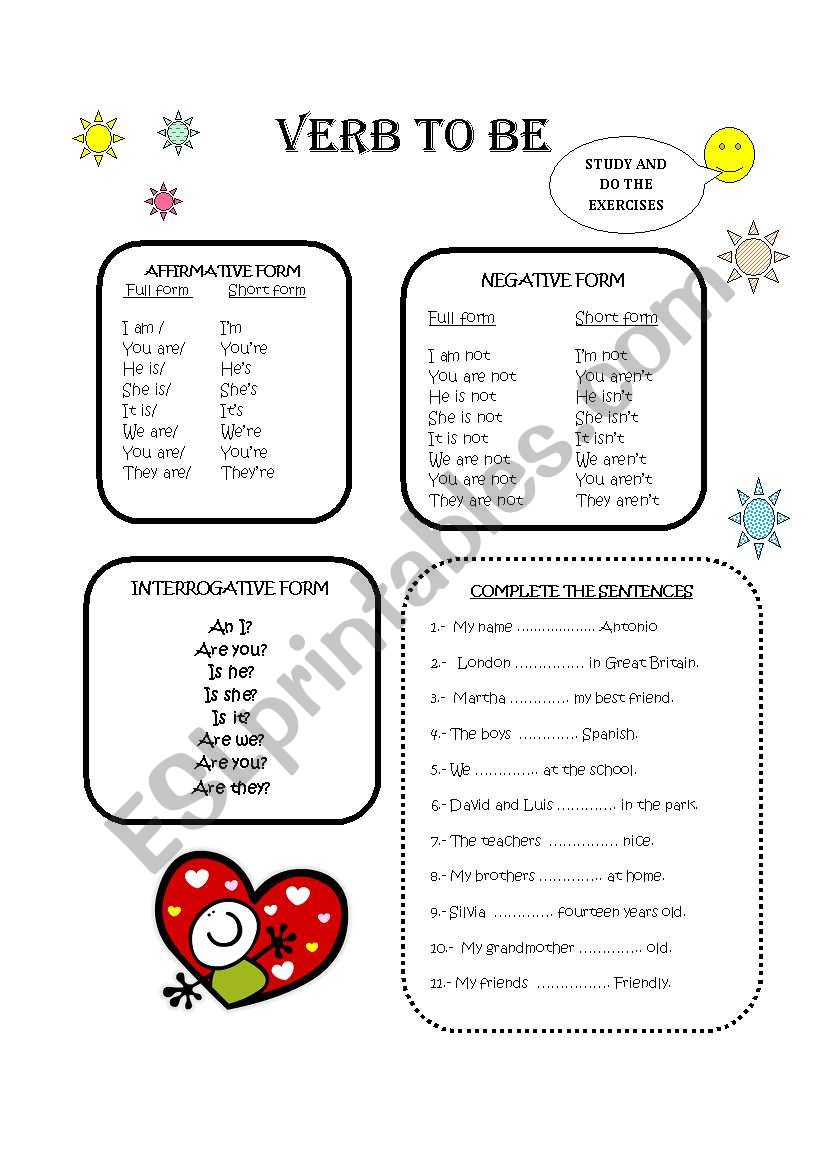 PRESENT SIMPLE- VERB TO BE worksheet