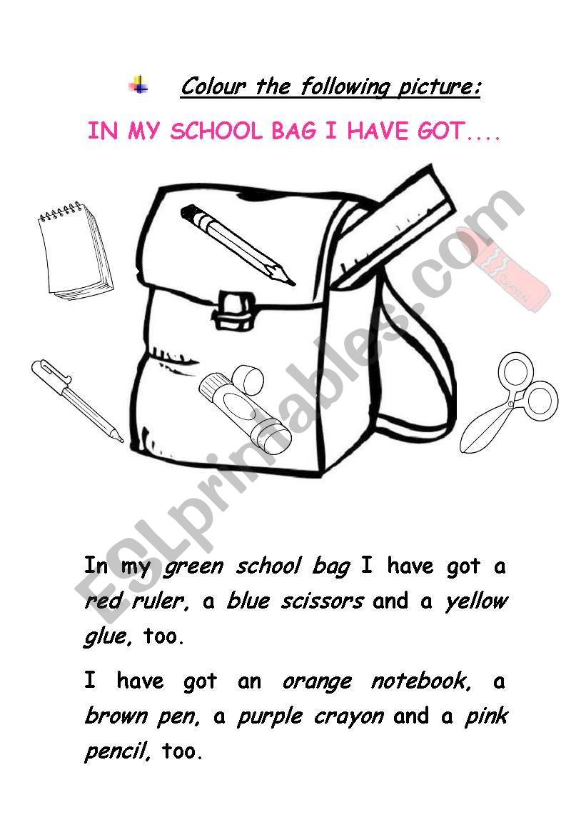 classroom objects worksheet