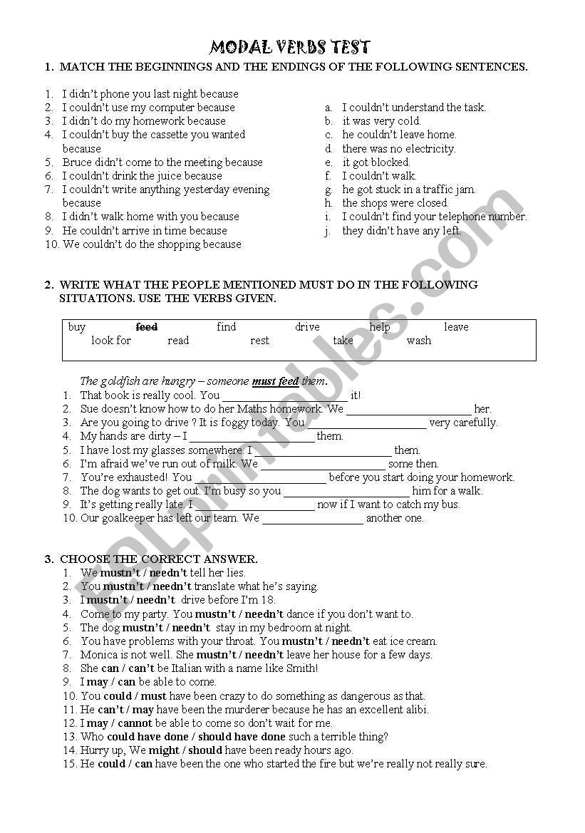 modal verbs worksheet