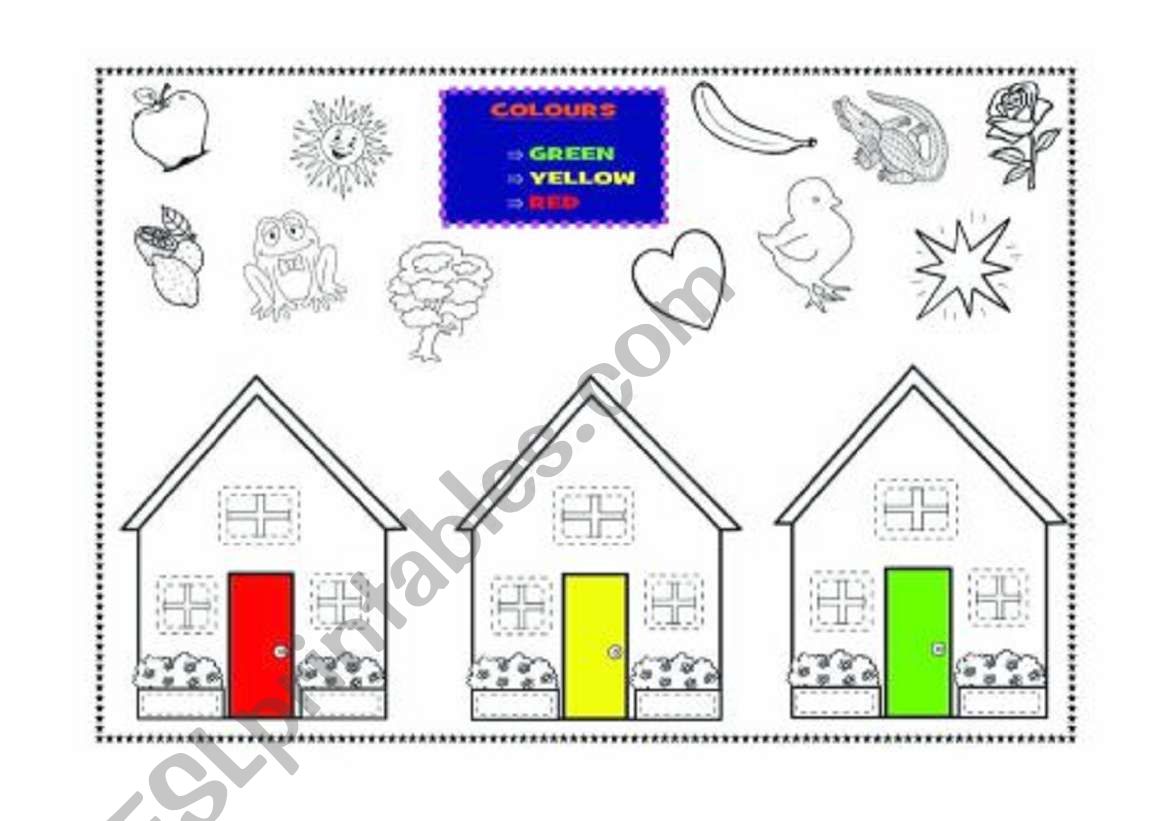 Colours - red, yellow, green worksheet