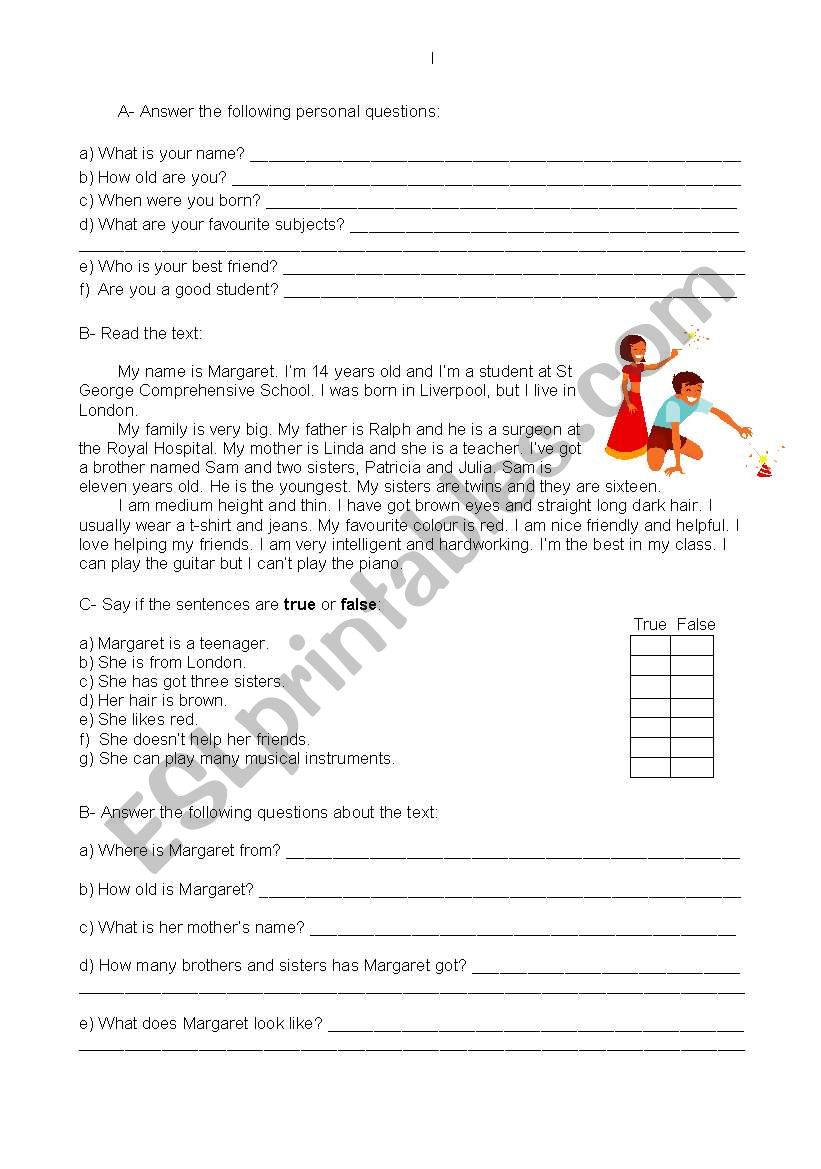 written test  worksheet