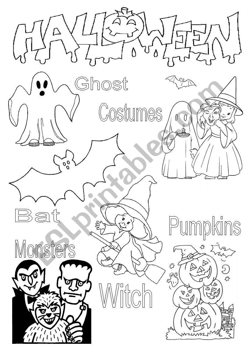 Halloween B&W worksheet