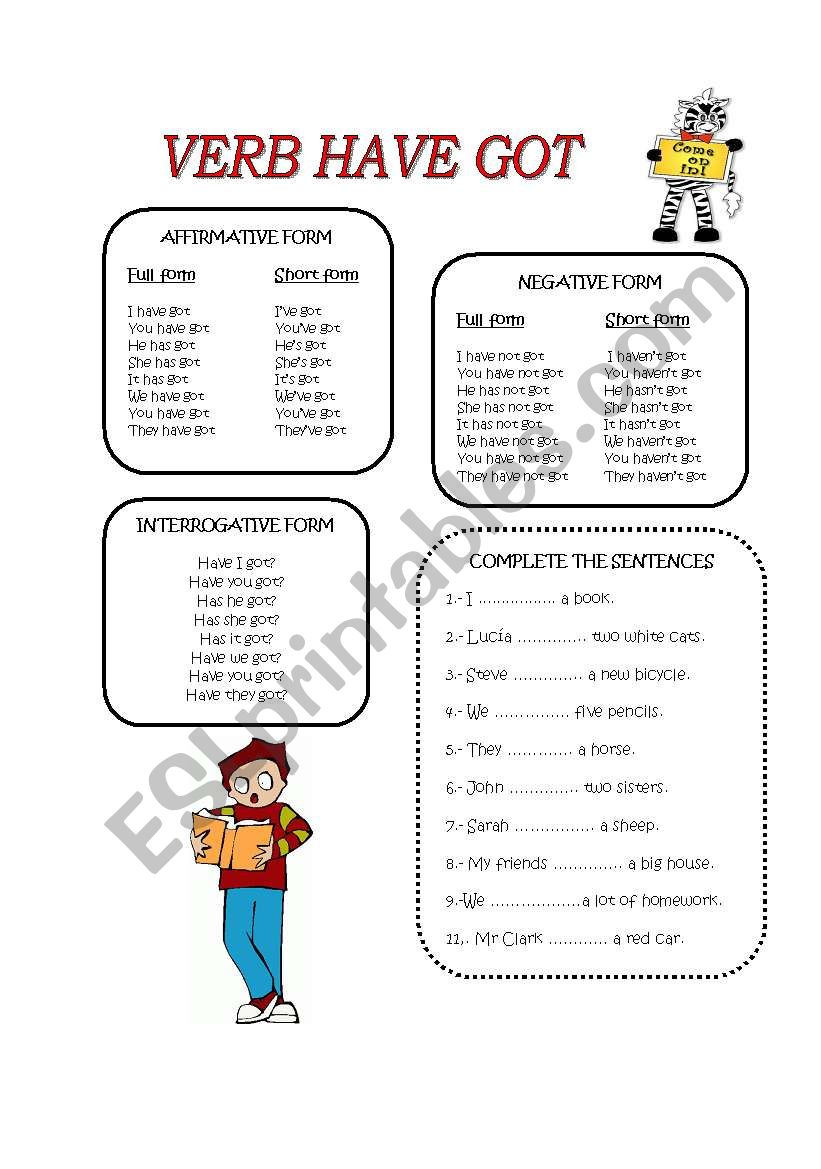 PRESENT SIMPLE- HAVE GOT worksheet