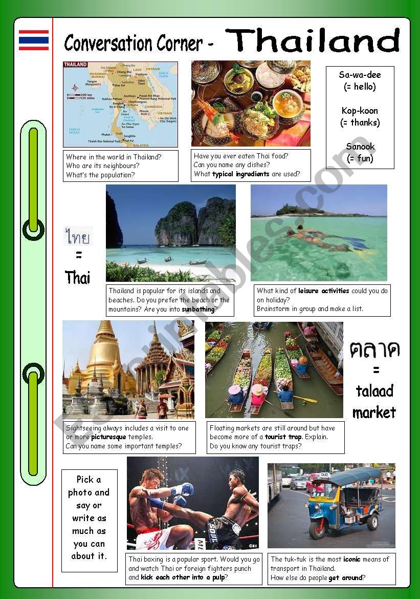 Conversation Corner: Thailand worksheet