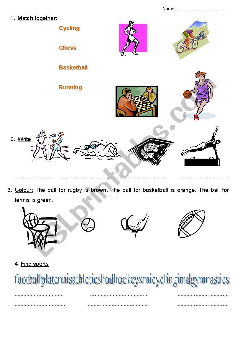 SPORTS, GAMES worksheet