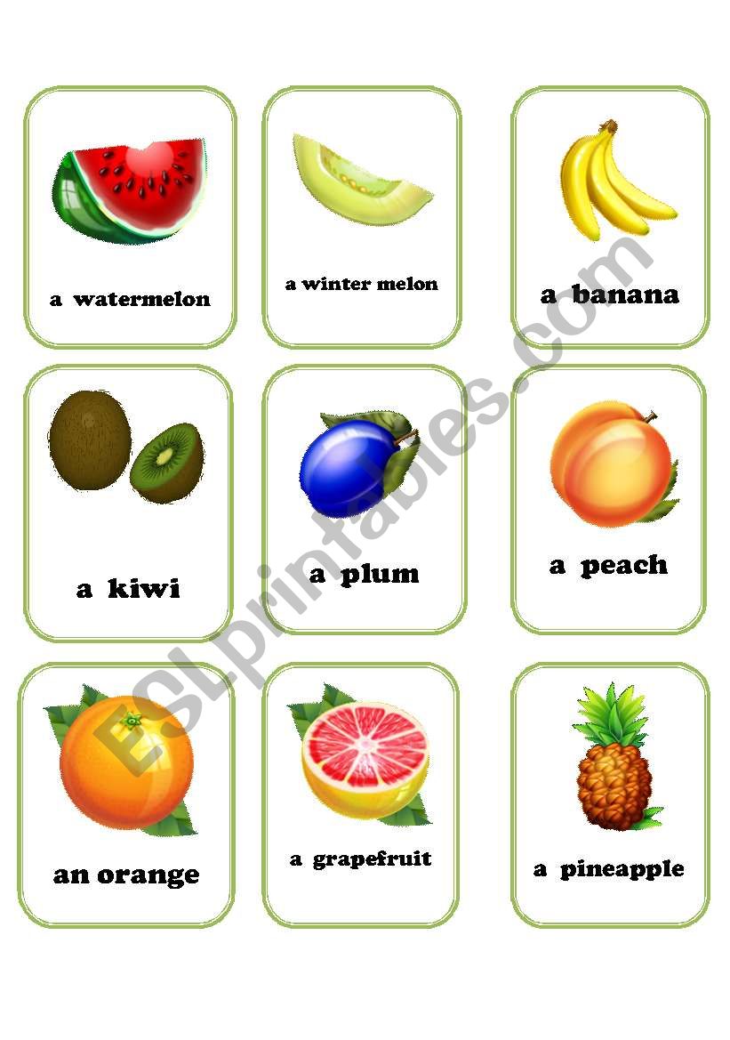 fruit flashcards 2/2 worksheet