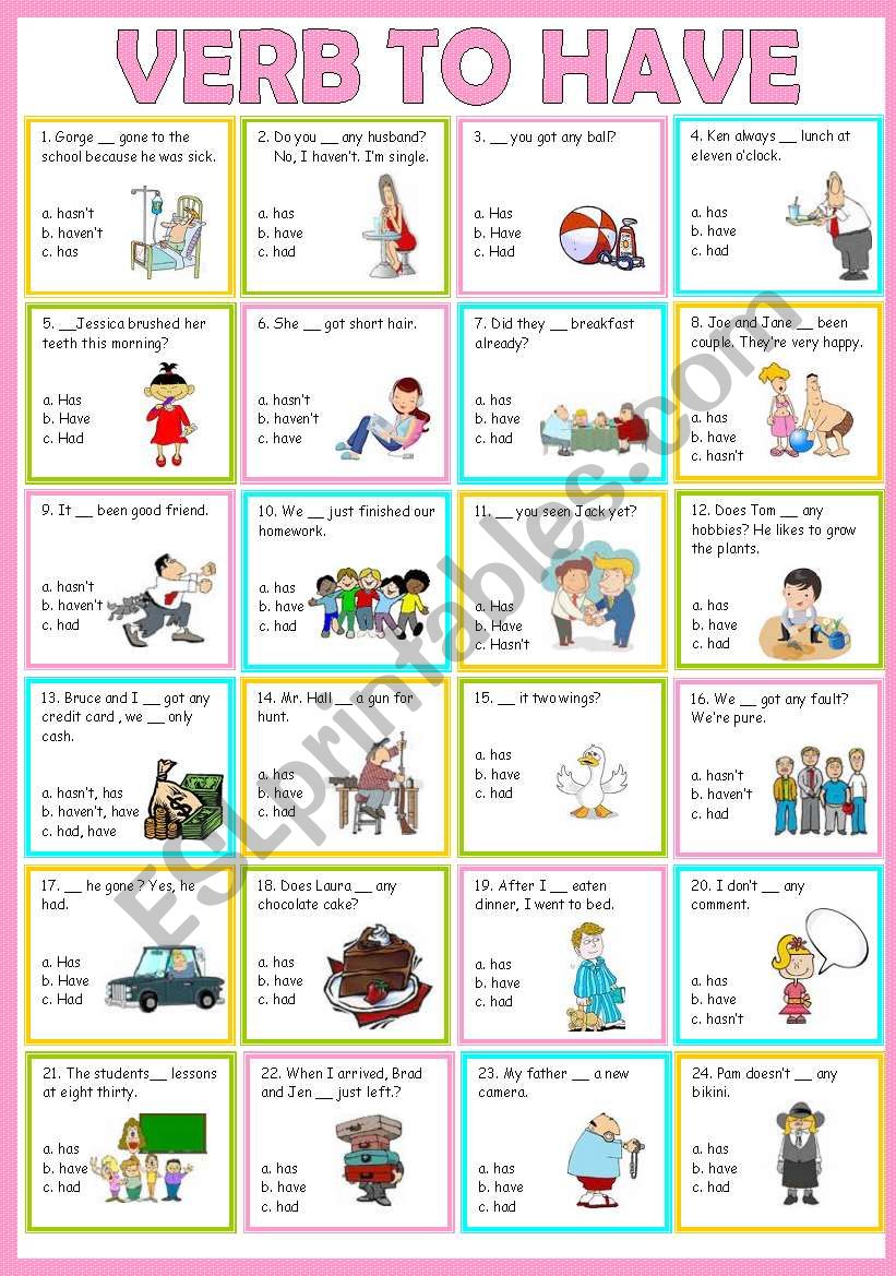 Verb to have - ESL worksheet by sweetdreamja