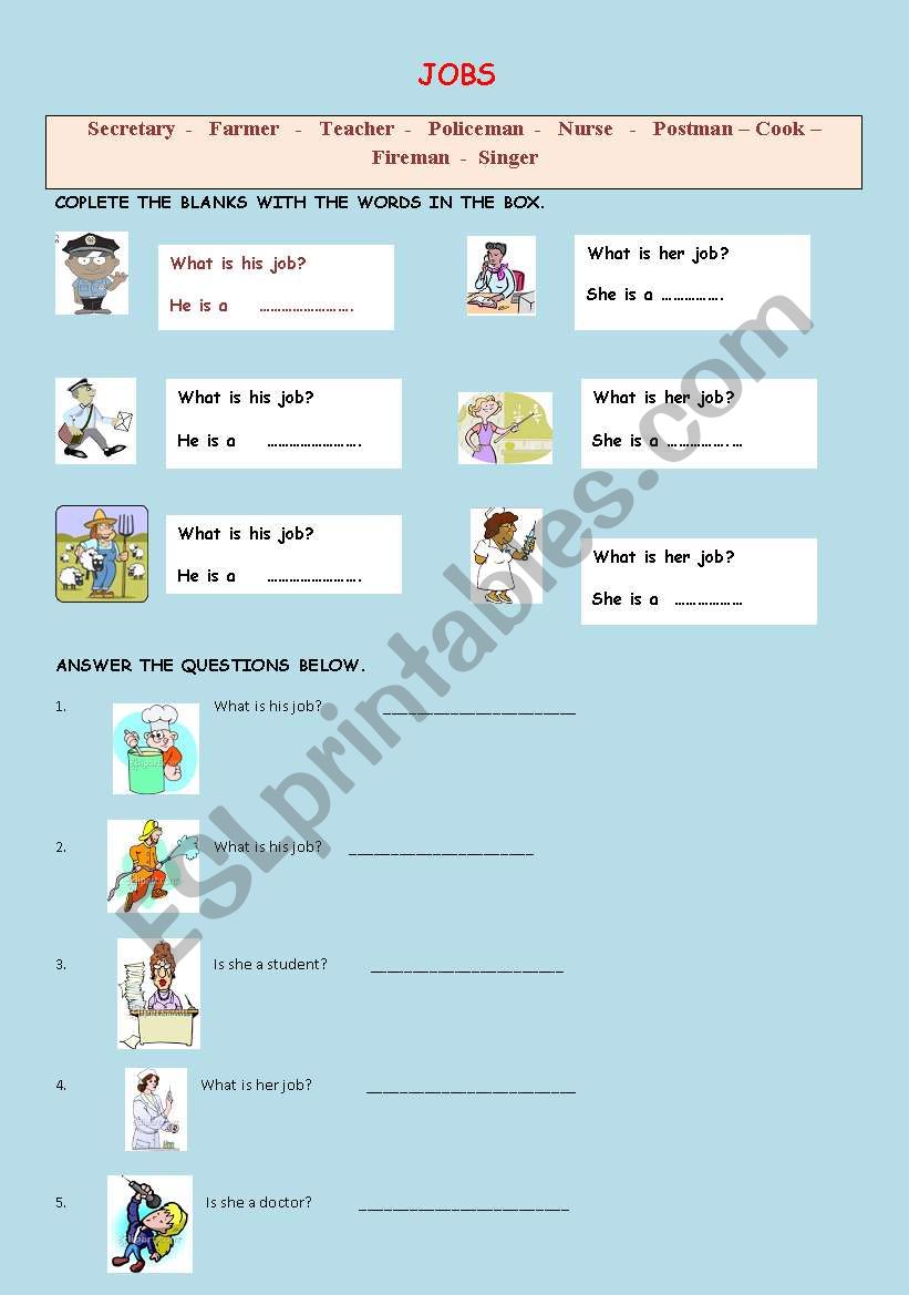 Jobs worksheet