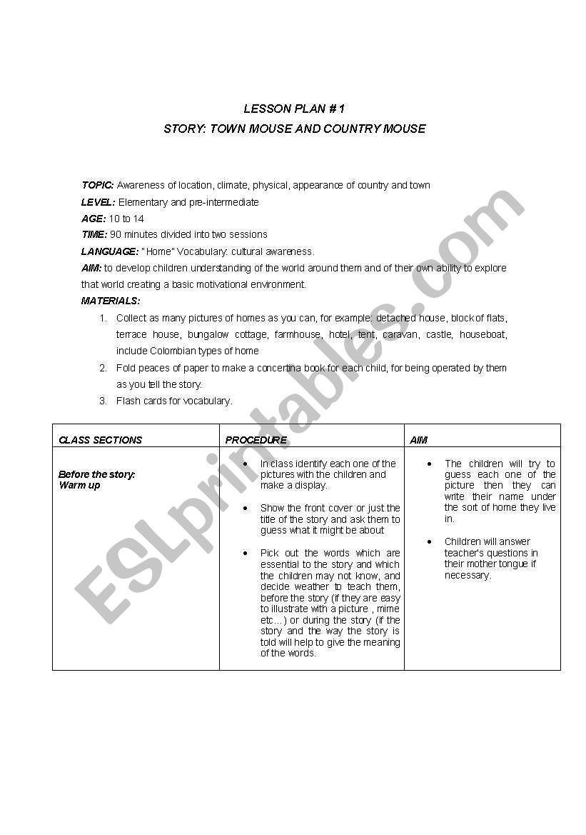 STORYTELLING  LESSON PLANS worksheet