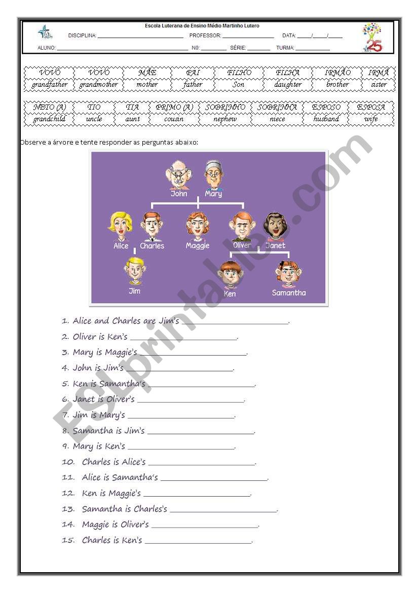 family tree worksheet