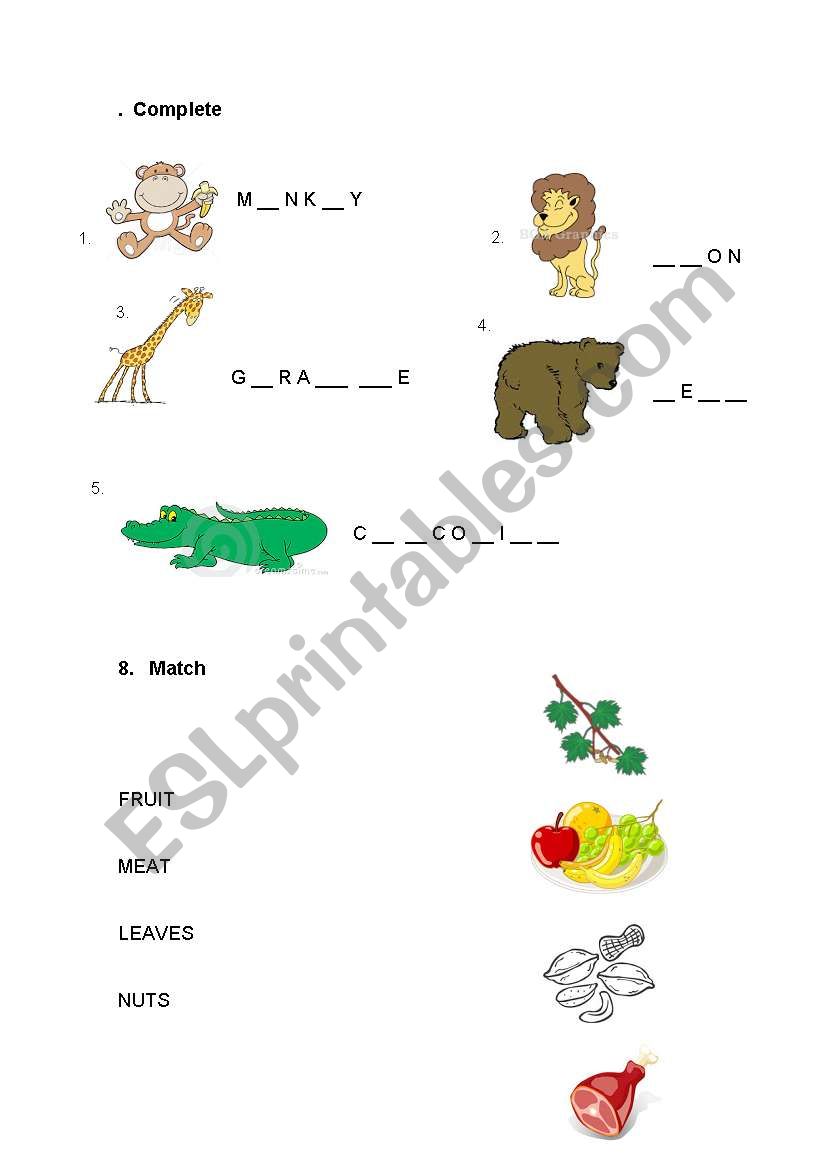 Animals like .... worksheet