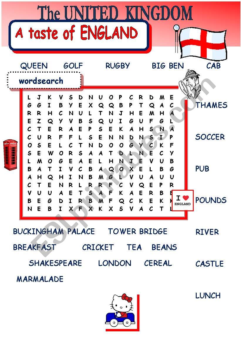 THE UNITED KINGDOM  - wordsearch