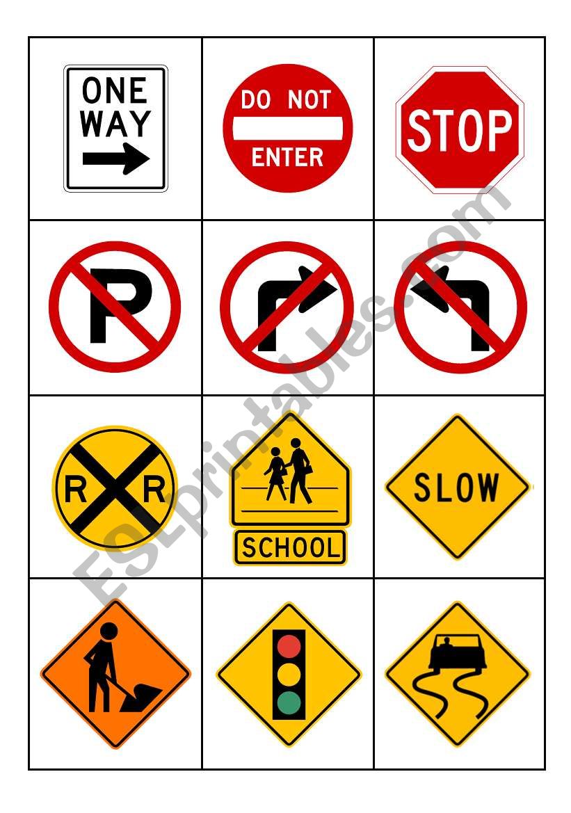 road signs worksheet