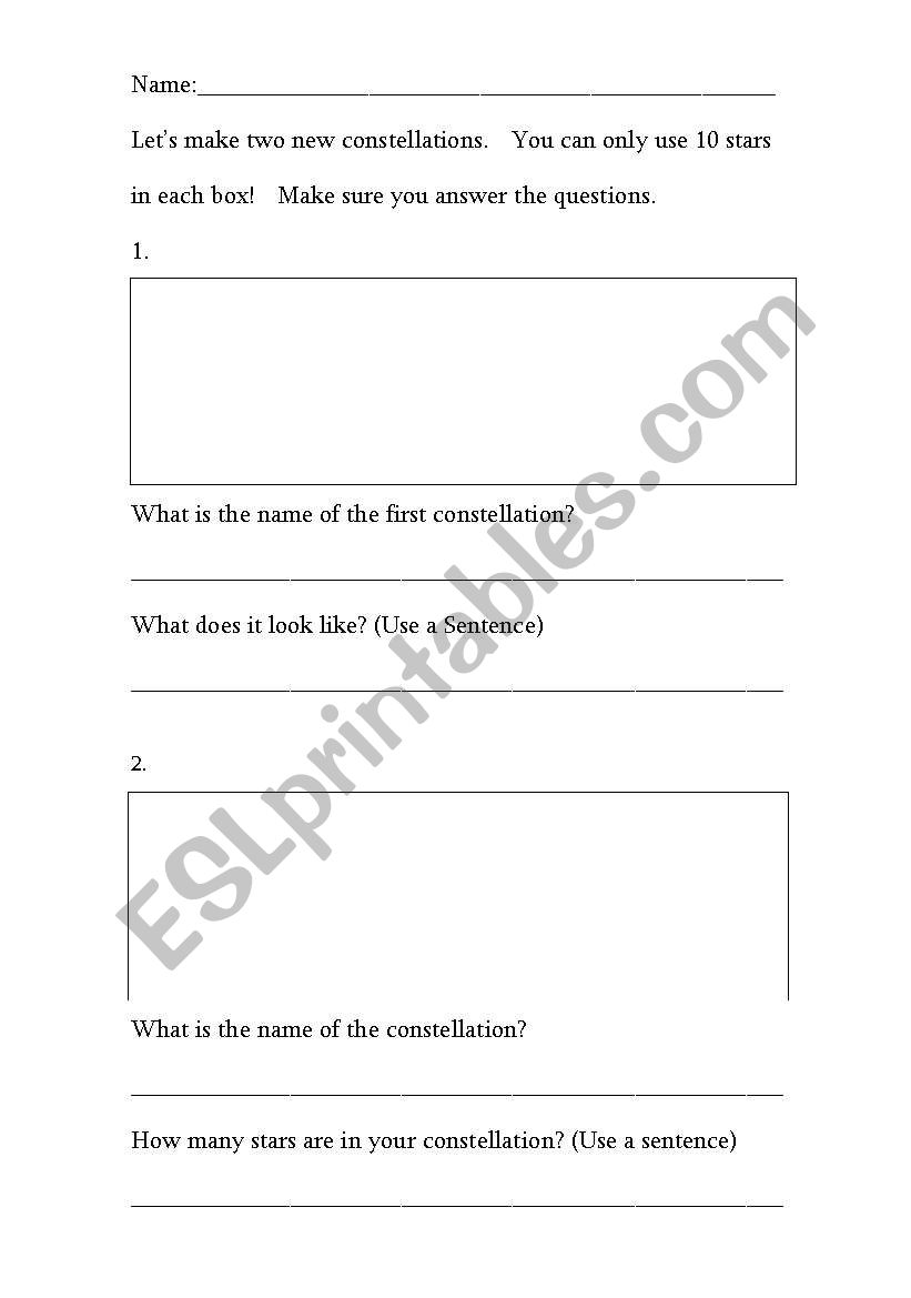 Constellations worksheet