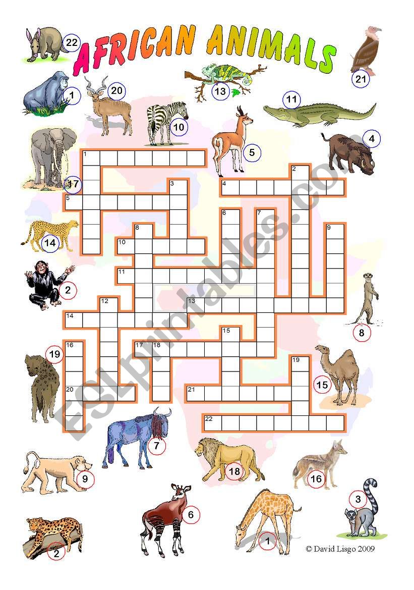 African Animals Crossword (reuploaded) and  Phonic Fun First Stories: A Trip Across Africa