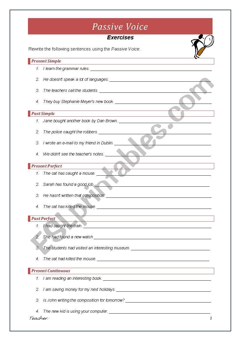 passive voice worksheet worksheet