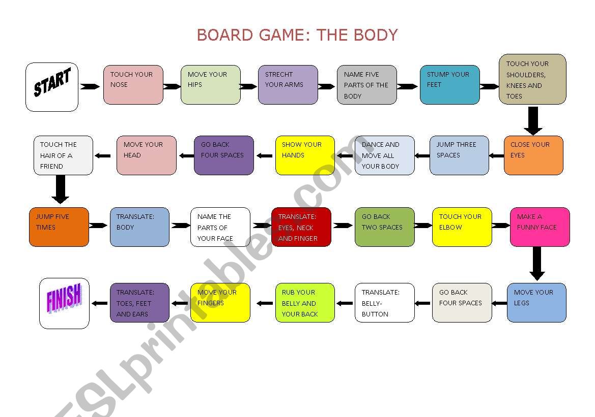 Board game - the body worksheet
