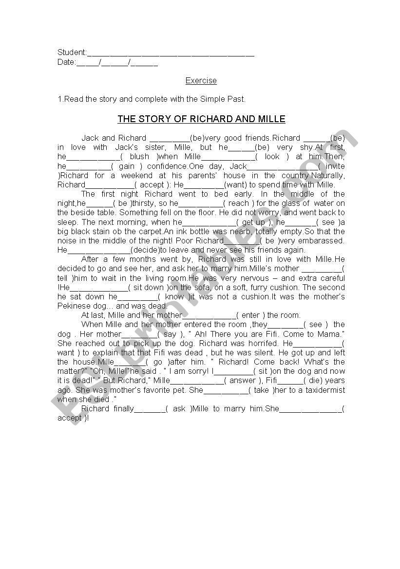 text - simple past worksheet