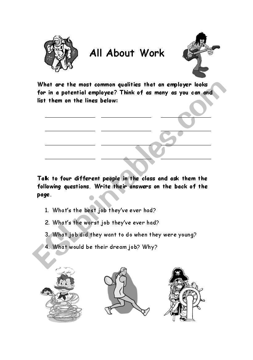 all about work worksheet